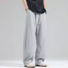 Calça Esportiva Masculina Outono 2026, Calça de Corte Curvo Reta, Moda Loose Fit, Tamanho Grande, Estilo Americano Simples, Nova Calça Casual