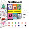 Caneta de tecido dupla face mais vendida internacionalmente Kit de pintura têxtil DIY Caneta de criação de grafite têxtil lavável à prova d'água UV