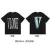Nueva Camiseta Vlone Jerry Grande V Humo Reflectante Holgada de Manga Corta Flor de Cerezo Pareja Streetwear de Moda