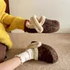 Pantuflas Retro Marrones de Suela Gruesa y Peludas para Mujer, Para Usar al Aire Libre, Nuevo Estilo 2026, Cálidas para Otoño/Invierno, De Doble Uso, Pantuflas de Algodón Birkenstock