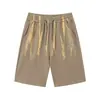 Shorts jeans tie-dye lavado estilo retrô americano Nanxia verão marca da moda estilo de rua calças de cinco pontos retas largas