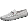 Zapatos de Piel de Vaca de Primera Capa para Hombre, Nuevos Zapatos Casuales Transpirables de Malla de Verano, Zapatos tipo Mocasín de Piel Genuina de Suela Blanda para Hombre