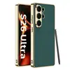 Capa Protetora para Celular Samsung S26Ultra Couro Liso Galvanizado Fibra de Carbono S25Ultra/S24Ultra