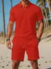2025 Novo Conjunto Masculino de Verão Casual Esportivo Versátil Slim-Fit Manga Curta Moda Camisa Polo e Shorts Cruzamento de Fronteira