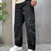 Marca de Moda Americana Corte Machete Graffiti Salpicadura de Tinta Pantalones Casuales Personalidad Nicho High Street Pierna Ancha Sueltos Harlan Pantalones Largos