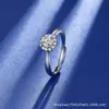 Anillo de Diamante de Carbono Alto Ocho Corazones y Ocho Flechas para Mujer Un Quilate Simple Seis Garras Anillo de Diamante de Boda Suministro en Vivo de Tiktok Kuaishou