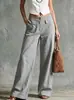 Colección nueva 2026 Amazon transfronteriza europea y americana: pantalones cómodos, de color liso, modernos, holgados, casuales, con cintura elástica, de pierna ancha para mujer