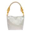 Bolsa de Ombro Estilo Chinês, Bolsa de Mão com Contas, Elegante Retrô, Bolsa de Axila, Pequena Bolsa Quadrada, Bolsa de Balde Casual com Borboleta para Mulheres