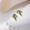 Nuevos Pendientes de Hoja de Bambú con Pedrería Estilo Chino para Mujer, Lujo Ligero, Gama Alta, Simples, Elegantes, Pendientes y Accesorios para Orejas de Nicho para Mujer