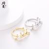 Anillo de Cobre con Perla de Agua Dulce Lava Plus con Sentido de Diseño de Nicho y Tendencia para Mujer, Lujo Ligero Combinable, Anillo de Dedo Abierto Ajustable