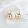 Brincos Geométricos Redondos de Bola de Metal 14K Estilo Retro de Luxo Leve Europeu e Americano, Brincos Exquisitos Versáteis de Alta Qualidade com um Toque de Elegância