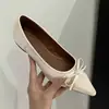 Impresionantes zapatos de mujer con punta fina y lazo, nuevo estilo francés 2026, cómodos para ir al trabajo, zapatos planos de cuero de corte bajo, versátiles