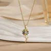 Colar para Mulheres, Flor de Zircônia Bauhinia Giratória da Moda Nicho Moda Novo Design Pingente Titânio Aço Colar de Temperamento