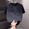 Camiseta de Manga Corta con Diseño Tie-Dye de Moda Nueva para Hombre, Estampado de Letras Simple de Moda con un Toque de Lujo