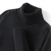 Suéter de lana pura para hombre, nuevo para otoño/invierno 2026, de importación transfronteriza, con cuello alto, corte holgado y base de punto de color liso