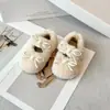 Estilo Coreano Plush Macio Grudante Roupa Exterior Infantil Sapatos de Pelo Menina Laço Mais Veludo Mary Jane Princesa Sapatos Individuais