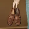 Dos tipos de interior ~ piel de oveja 2 cm cabeza redonda retro tacón bajo mocasines de pedal para mujer 2025 primavera nuevos zapatos planos