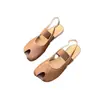 8013-1 Sandalias de Mujer Originales Retro Color Sólido Piel Genuina Suela Plana Banda Elástica Nuevo Estilo