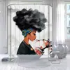 Cortina de Ducha Serie Cabeza de Mujer Morada, Múltiples Diseños Florales, Juego de Tres Piezas para Baño Impreso Digitalmente, Juego de Cuatro Piezas, Gran Cantidad, Excelente Precio