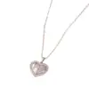 Collar de Corazón con Carta de Amor Full Diamante para Mujer, Colgante de Diseño de Nicho de Lujo Ligero, Cadena para Suéter de Acero de Titanio