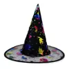 Sombrero de Halloween Transfronterizo Sombrero de Bruja Mago Sombrero de Bruja Bronceado Maquillaje Disfraz Sombrero de Bruja para Mascarada Sombrero