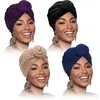Novo chapéu lenço étnico transfronteiriço para a Amazon, turbante torcido com nó, chapéu pullover feminino liso casual e moderno