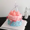 Decoração de Bolo de Marshmallow de Morango para Celebridade da Internet Desenho Animado 3D Doce Decoração de Mesa de Confeitaria Enfeites de Encaixar