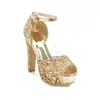 Novos Sapatos Mary Jane Femininos 2021 Salto Alto Plataforma Fivela Bico Peixe Sandálias Tamanho 32-43 Sapatos de Comércio Exterior