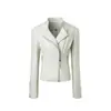 Chaqueta de Piel Sintética Vintage para Mujeres Ligeramente Gorditas, Moda Europea y Americana Estilo Rockero Chaqueta de Motociclista, Chaqueta Femenina Estilo Callejero