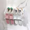 Estante de Almacenamiento para Zapatillas de Baño Montado en Pared Sin Taladro Transfronterizo, Estante para Zapatos con Drenaje, Estante de Almacenamiento para Baño, Estante para Baño