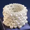 Corea del Sur Ins Diseño Nicho Perla Elástico Pulsera Ancha para Mujer Elegante Elegante Estilo Frío Celebridad de Internet Pulsera de Personalidad