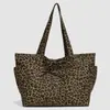 Bolsa de Lona Grande de Lona con Estampado de Leopardo Retro para Mujer 2026 Estilo Coreano Ins Bolsa Tote de Compras Bolso Cruzado de Hombro Informal