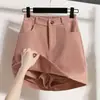 Falda pantalón corta de franela elástica de talla grande para mujer, nuevo diseño de primavera/otoño, línea A juvenil y estilizada