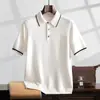 Suéter de Cachemir 2026 Primavera Nuevo para Hombre Cuello Polo Pulóver Corto Holgado Talla Grande Camiseta Base Manga Corta Tejida