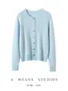 Nuevo Suéter de Punto Cardigan para Mujer Otoño/Invierno 2026 100% Cachemira Pura Cuello Redondo Manga Larga Elegante Abrigo para Viaje