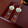 Agulha de prata novo estilo chinês bambu em forma de brincos National Fashion Water Drop Butterfly Brincos Vintage All-match brincos para as mulheres