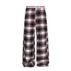 Pantalones Casuales de Pierna Ancha a Cuadros Bloque de Color Retro Americano para Hombres y Mujeres, Versátiles para Todas las Estaciones, Holgados, Adelgazantes, Pierna Recta, Sentido del Diseño, Pantalones Largos