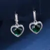 Moda europea y americana, llenos de diamantes, aretes de circonita cúbica en forma de corazón, aretes de lujo y alta gama para mujer, aretes más vendidos transfronterizos