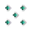 Colgante Geométrico de Trébol de Cuatro Hojas Doble Colgante Colorido con Pedrería Accesorios para Joyería DIY Pendiente Pulsera W502
