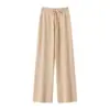 Calça Tricotada de Cashmere 100% Puro Grossa para Outono e Inverno, Versão Estendida para Mulheres Altas, Calça de Cintura Alta Solta com Cordão