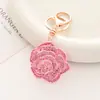 Llavero de Rosa con Incrustaciones de Diamantes Nuevo y Creativo Transfronterizo Colgante de Terciopelo con Pedrería Accesorio para Llavero de Coche Pequeño Regalo