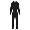 Fábrica de Ropa para Mujer Transfronteriza Venta al por Mayor Moda Europea y Americana Casual Mono de Punto Pointer Bicolor con Media Cremallera