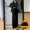Jeans Feminino Preto de Cintura Alta Wide Leg 2025 Novo Primavera e Outono Reto Solto Curto Estreito Calça Mop