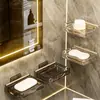 Plato para Jabón de Baño de PET Estante de Almacenamiento para Inodoro de Doble Capa sin Taladro Ventosa Montado en Pared Drenante Almacenamiento Soporte para Jabón