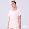 Tamanho Plus Corrida Secagem Rápida Primavera e Verão Sensação de Gelo Fitness Feminino Solto Alta Elasticidade Justo Top Camiseta Esportiva de Manga Curta