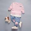 Ropa Coreana Nueva de Primavera para Niños Pequeños y Medianos, Bebés, Niños y Niñas, Conjunto de Pantalones con Bolsillo de Solapa para Niños, Sudadera de Dibujos Animados, Ropa de Manga Larga de Otoño