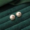 Nuevos Pendientes de Perla Grande Color Pan al Vapor de Aguja de Plata de Verano, Tachuelas y Clips para Orejas Simples Elegantes de Gama Alta, Pendientes Versátiles Vintage para Mujer