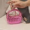 Bolsa Mini Batom Fashion para Mulheres, Textura de Alta Qualidade, Artesanal, de Mão, de Ombro, Transversal, com Corrente, Bolsa Redonda