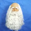 Peluca de Papá Noel con Cabeza Calva, Barba Blanca, Peluca y Barba de Anciano para Actuación, Bolsa Dorada