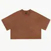 Camiseta de Algodón Puro Personalizada Talla Europea Retro Americana Marca de Moda Transfronteriza Lavada Vintage Hot Girl Manga Corta Crop Top para Mujer